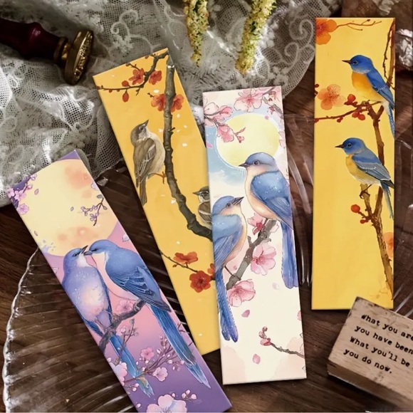 (61) Hand-Painted Artistic Bird Bookmark Set of 10 - Unique Aesthetic Designs - Picture 6 of 10